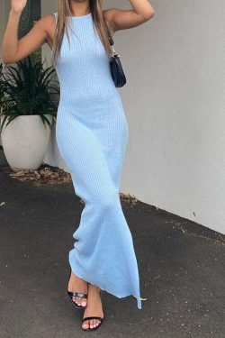 Klara Y2K Bodycon Maxi Dress - 90s Grunge, Retro Summer, Party & Club Outfits for Women