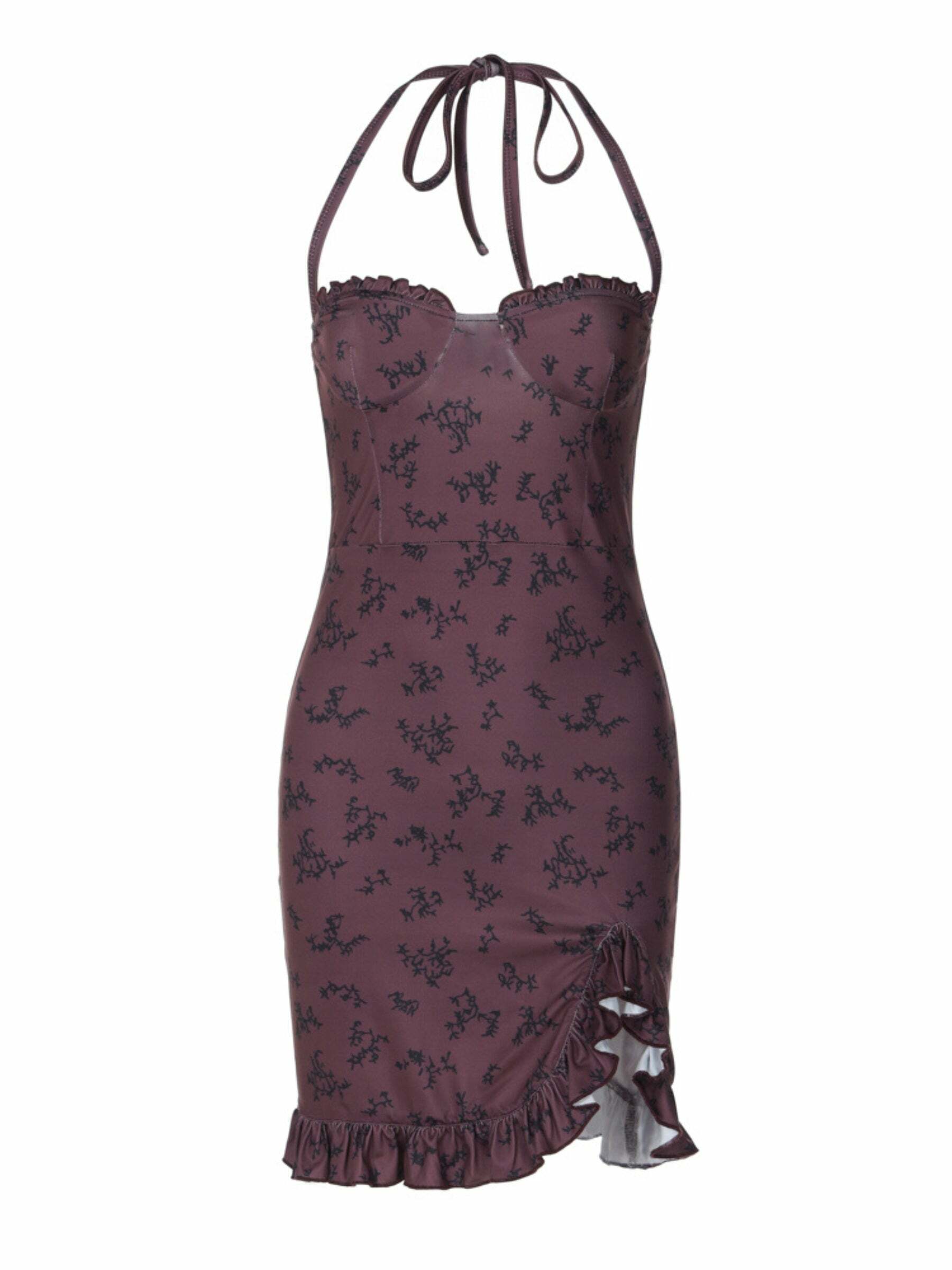 Kristen Halterneck Mini Dress - Y2K Summer Outfit, 90s Fashion, Grunge, Retro Style, Y2K Party Look
