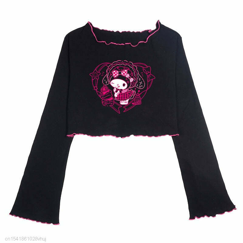 Kuromi Crop Top - Y2K Grunge, 90s Retro, Pastel Goth, Summer Y2K Outfits, Y2