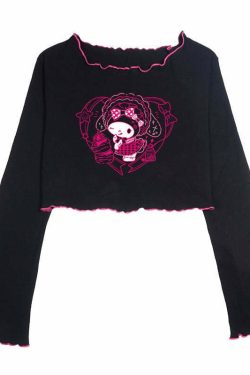 Kuromi Crop Top - Y2K Grunge, 90s Retro, Pastel Goth, Summer Y2K Outfits, Y2