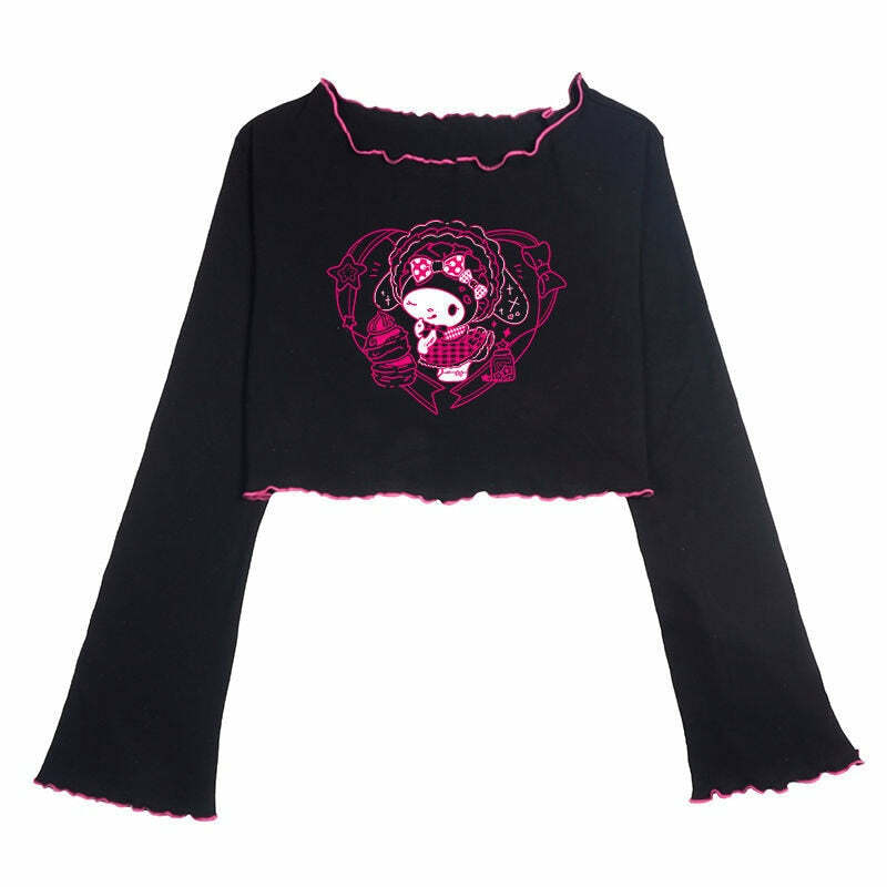 Kuromi Crop Top - Y2K Grunge, 90s Retro, Pastel Goth, Summer Y2K Outfits, Y2