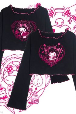 Kuromi Crop Top - Y2K Grunge, 90s Retro, Pastel Goth, Summer Y2K Outfits, Y2