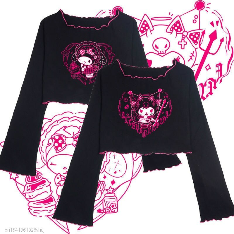 Kuromi Crop Top - Y2K Grunge, 90s Retro, Pastel Goth, Summer Y2K Outfits, Y2