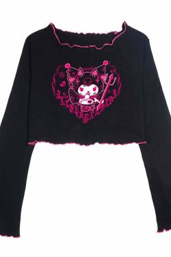 Kuromi Crop Top - Y2K Grunge, 90s Retro, Pastel Goth, Summer Y2K Outfits, Y2