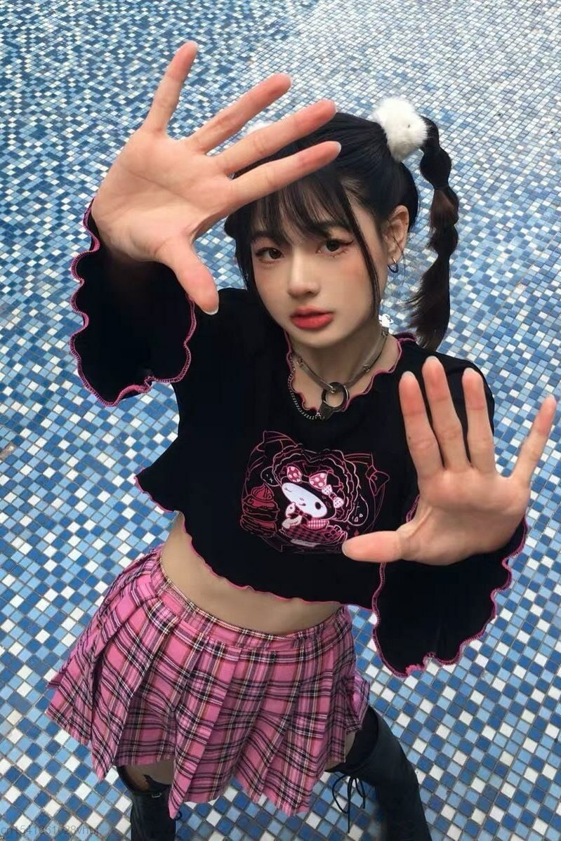 Kuromi Crop Top - Y2K Grunge, 90s Retro, Pastel Goth, Summer Y2K Outfits, Y2