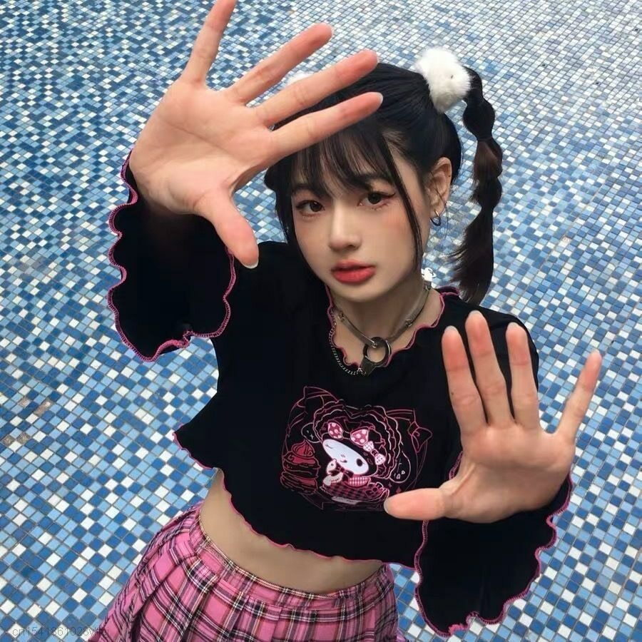 Kuromi Crop Top - Y2K Grunge, 90s Retro, Pastel Goth, Summer Y2K Outfits, Y2