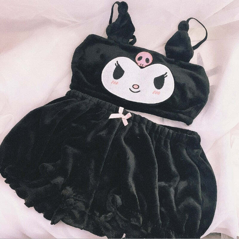 Kuromi Lingerie Set - Y2K Grunge & 90s Fashion, Retro Summer Outfits, Gothic Y2K Style
