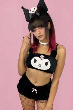 Kuromi Lingerie Set - Y2K Grunge & 90s Fashion, Retro Summer Outfits, Gothic Y2K Style