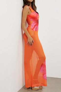 Lachlan Mesh Maxi Dress - Y2K Summer Grunge Outfit, 90s Fashion, Retro Style, Pastel Goth Vibes