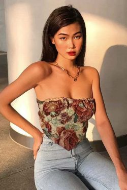 Laia Vintage Floral Strapless Tube Top - Y2K Summer, 90s Grunge, Retro Party Outfit