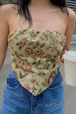Laia Vintage Floral Strapless Tube Top - Y2K Summer, 90s Grunge, Retro Party Outfit