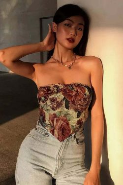 Laia Vintage Floral Strapless Tube Top - Y2K Summer, 90s Grunge, Retro Party Outfit