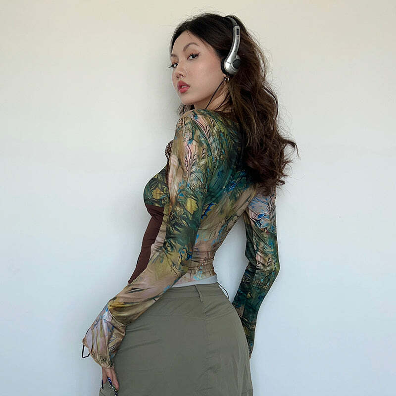 Lakelyn Flare Long Sleeve Top - Y2K Summer, 90s Grunge, Retro Style, Pastel Goth, Y2K Club