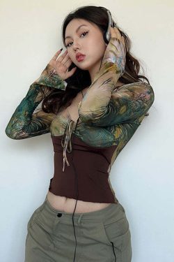 Lakelyn Flare Long Sleeve Top - Y2K Summer, 90s Grunge, Retro Style, Pastel Goth, Y2K Club
