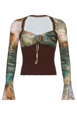 Lakelyn Flare Long Sleeve Top - Y2K Summer, 90s Grunge, Retro Style, Pastel Goth, Y2K Club