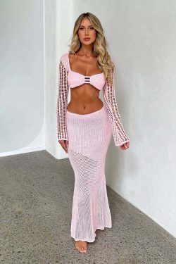Lamiye Y2K Two Piece Skirt Set - 90s Grunge Summer Outfit, Retro Fashion, Pastel Goth Style