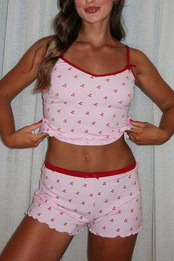 Landrie Y2K Summer Casual Short Set - 90s Grunge, Retro, Pastel Goth, Hip Hop Fashion