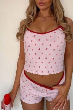 Landrie Y2K Summer Casual Short Set - 90s Grunge, Retro, Pastel Goth, Hip Hop Fashion