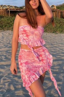 Laura Ruffle Skirt Set - Y2K Summer Outfit, 90s Grunge Fashion, Retro Style, Pastel Goth