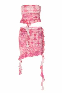 Laura Ruffle Skirt Set - Y2K Summer Outfit, 90s Grunge Fashion, Retro Style, Pastel Goth