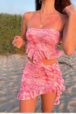 Laura Ruffle Skirt Set - Y2K Summer Outfit, 90s Grunge Fashion, Retro Style, Pastel Goth