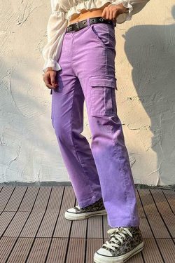 Lavender Cargo Pants - Y2K Summer Grunge Outfit, 90s Fashion, Retro Style, Y2K Club & Party Look