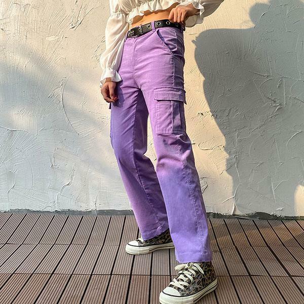 Lavender Cargo Pants - Y2K Summer Grunge Outfit, 90s Fashion, Retro Style, Y2K Club & Party Look