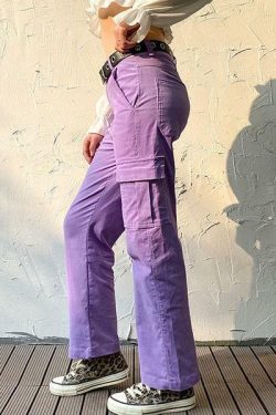 Lavender Cargo Pants - Y2K Summer Grunge Outfit, 90s Fashion, Retro Style, Y2K Club & Party Look