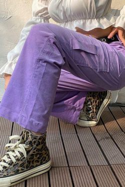 Lavender Cargo Pants - Y2K Summer Grunge Outfit, 90s Fashion, Retro Style, Y2K Club & Party Look