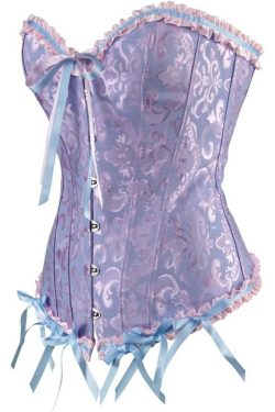 Lavender Gothic Ruffle Trim Overbust Corset - Y2K Grunge, 90s Fashion, Retro Summer Outfit