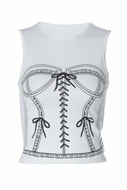 Lavinia Printed Top - Y2K Summer Grunge, 90s Retro, Pastel Goth, Y2K Party & Club Outfits