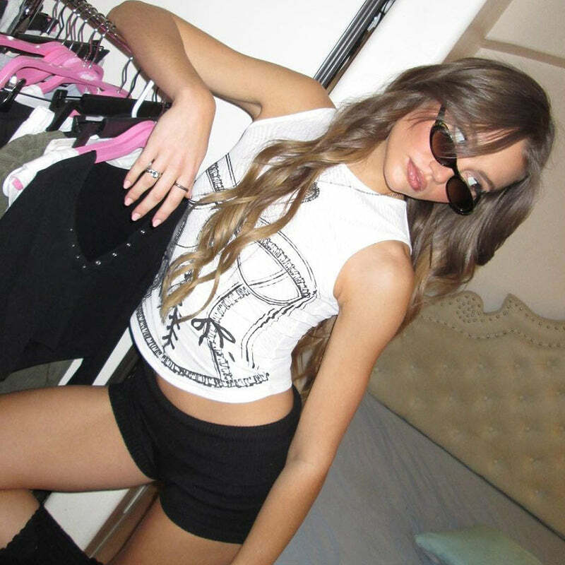 Lavinia Printed Top - Y2K Summer Grunge, 90s Retro, Pastel Goth, Y2K Party & Club Outfits