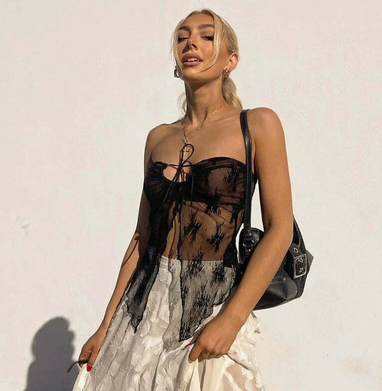 Laya Lace Skirt Set - Y2K Summer Grunge Outfit, 90s Fashion, Retro Style, Pastel Goth