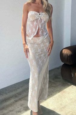 Laya Lace Skirt Set - Y2K Summer Grunge Outfit, 90s Fashion, Retro Style, Pastel Goth