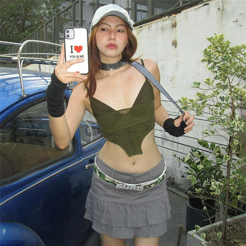 Layan Mesh Top - Y2K Summer Grunge, 90s Retro, Pastel Goth, Y2K Party & Club Outfits
