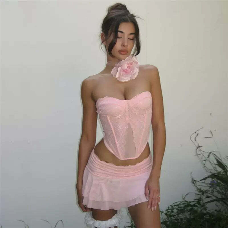 Layne Lace Skirt Set - Y2K Summer Grunge Outfit, 90s Fashion, Retro Style, Y2K Party Look