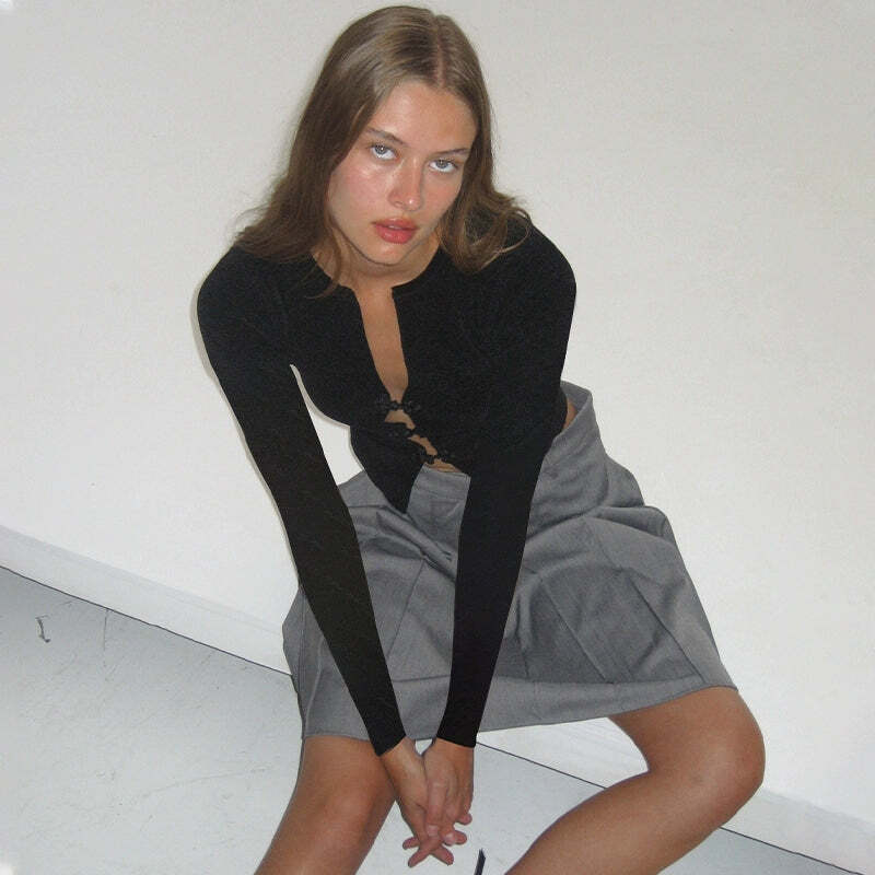 Leigha Long Sleeve Top - Y2K Summer Grunge, 90s Fashion, Retro Style, Pastel Goth, Y2K Club