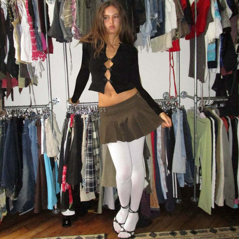 Leigha Long Sleeve Top - Y2K Summer Grunge, 90s Fashion, Retro Style, Pastel Goth, Y2K Club