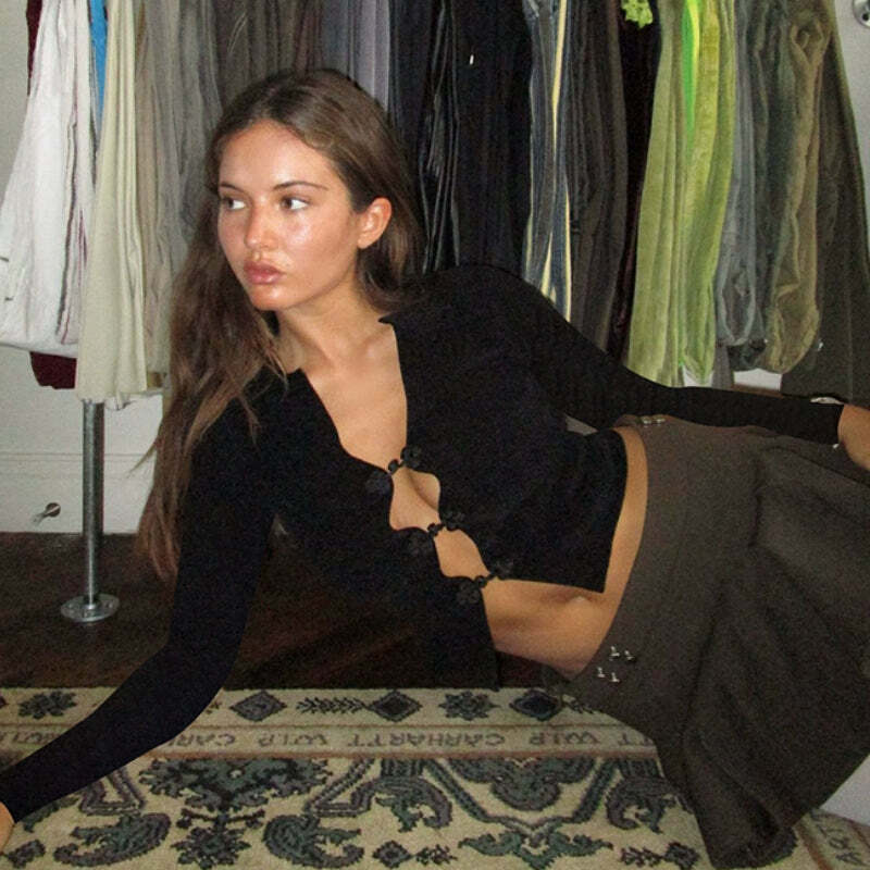 Leigha Long Sleeve Top - Y2K Summer Grunge, 90s Fashion, Retro Style, Pastel Goth, Y2K Club