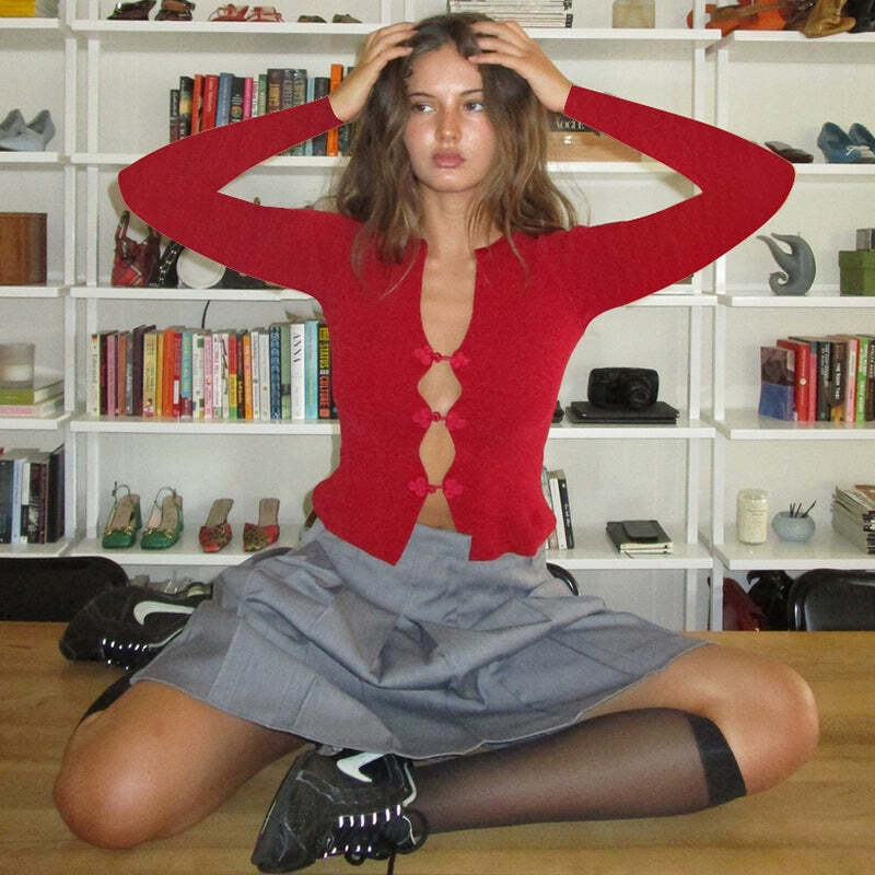 Leigha Long Sleeve Top - Y2K Summer Grunge, 90s Fashion, Retro Style, Pastel Goth, Y2K Club