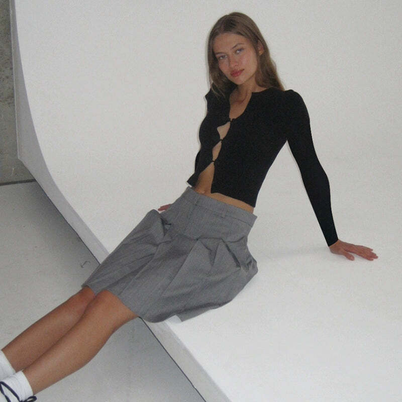 Leigha Long Sleeve Top - Y2K Summer Grunge, 90s Fashion, Retro Style, Pastel Goth, Y2K Club