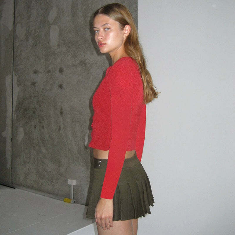 Leigha Long Sleeve Top - Y2K Summer Grunge, 90s Fashion, Retro Style, Pastel Goth, Y2K Club