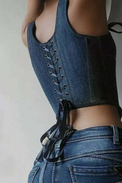 Lena Strappy Denim Corset Top - Y2K Summer Grunge, 90s Retro, Y2K Party & Club Outfits