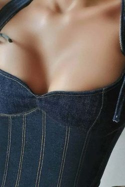 Lena Strappy Denim Corset Top - Y2K Summer Grunge, 90s Retro, Y2K Party & Club Outfits
