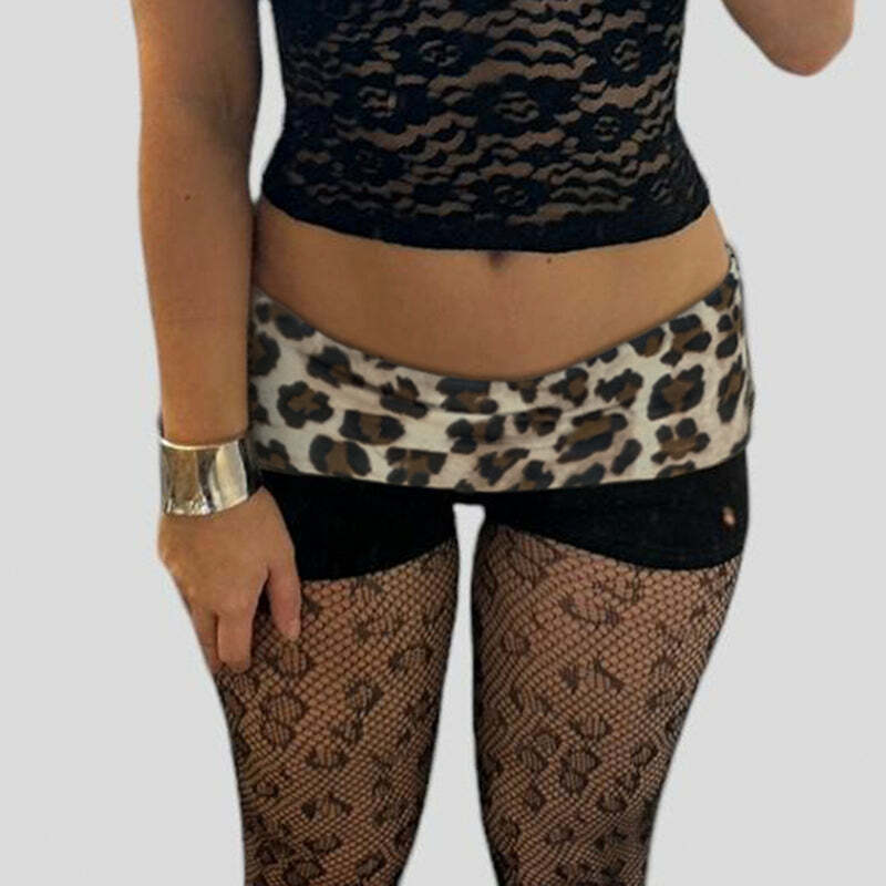 Leopard Print Low Waist Y2K Shorts & Top - 90s Grunge Summer Outfit, Retro Y2K Fashion