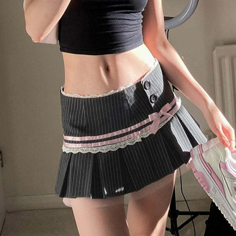 Liara Striped Mini Skirt - Y2K Summer, 90s Fashion, Grunge, Retro, Pastel Goth, Y2K