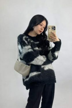Libra Vibes Y2K Tie-Dye Knit Sweater - Retro 90s Grunge, Summer Outfits, Pastel Goth Style