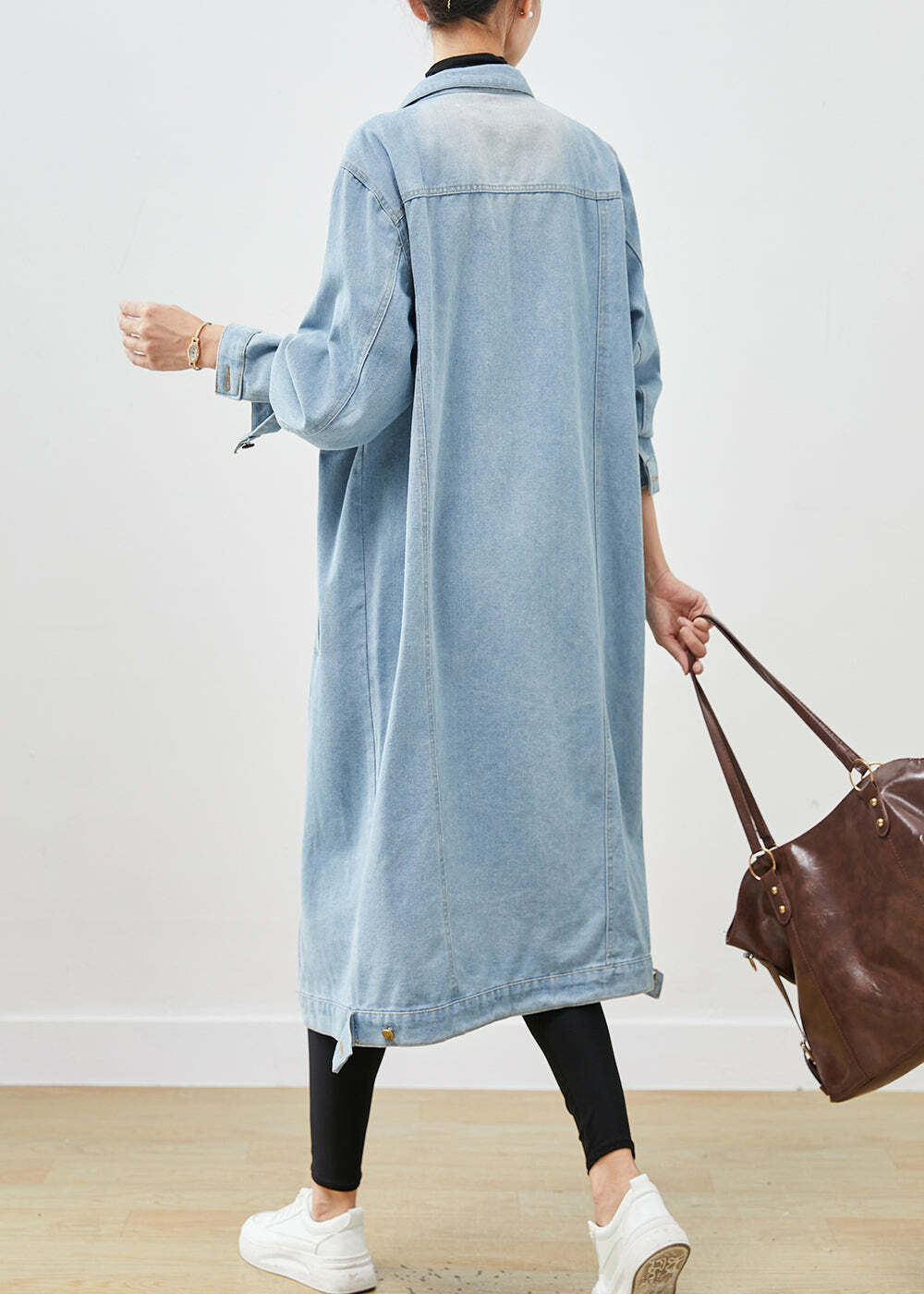 Light Blue Denim Trench - Oversized Button Down Y2K Summer Grunge 90s Fashion Retro Style