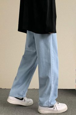 Light Blue Loose Jeans - Y2K Summer & 90s Fashion, Grunge, Retro, Hip Hop, Pastel Goth Outfits