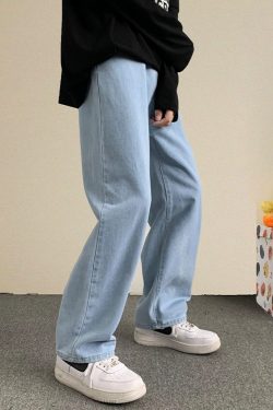 Light Blue Loose Jeans - Y2K Summer & 90s Fashion, Grunge, Retro, Hip Hop, Pastel Goth Outfits